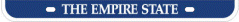 Bottom of Empire passenger plate - 'THE EMPIRE STATE' in white lettering overlaying a dark blue stripe.